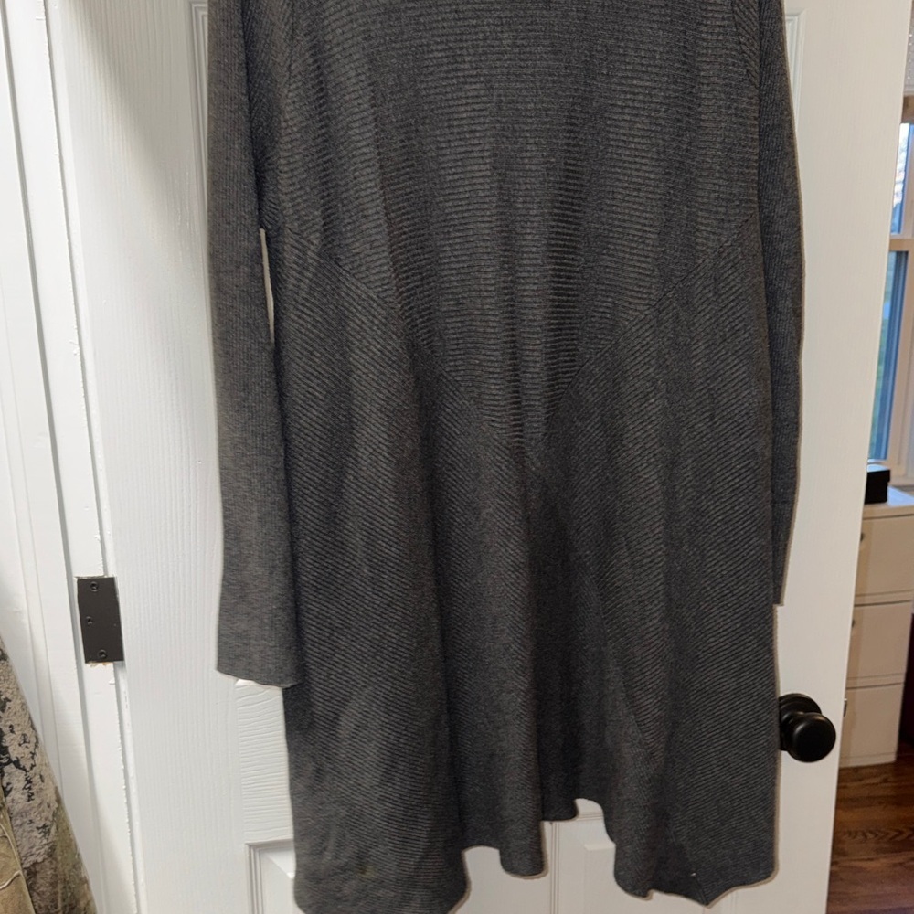 Dana Buchman Women’s Ribbed Charcoal Open-Front Draped Knit Cardigan Size XL - Picture 4 of 7